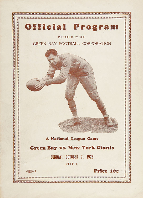 NFL Program: Green Bay Packers vs. New York Giants (October 7, 1928)