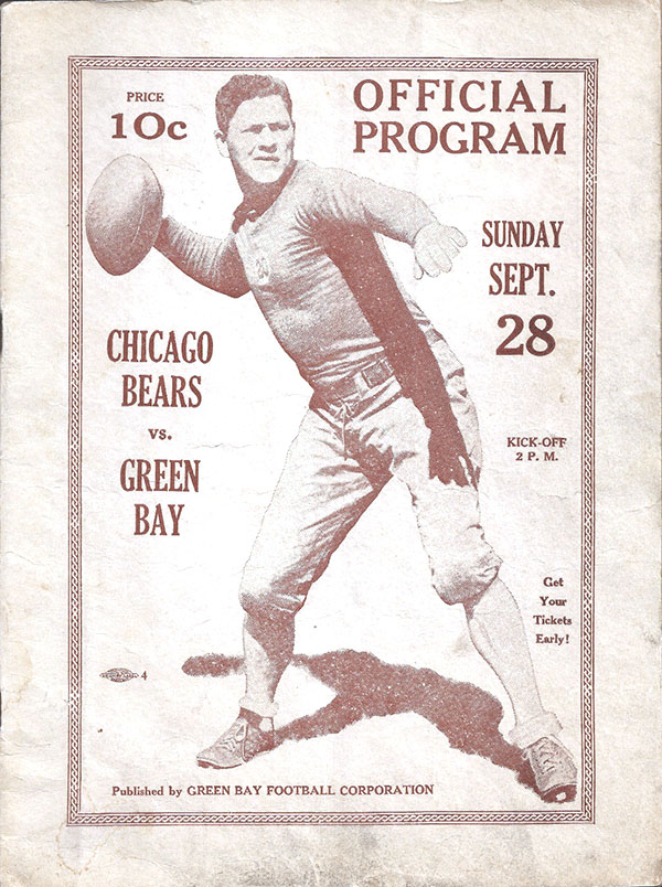 NFL Program: Green Bay Packers vs. Chicago Bears (September 28, 1930)