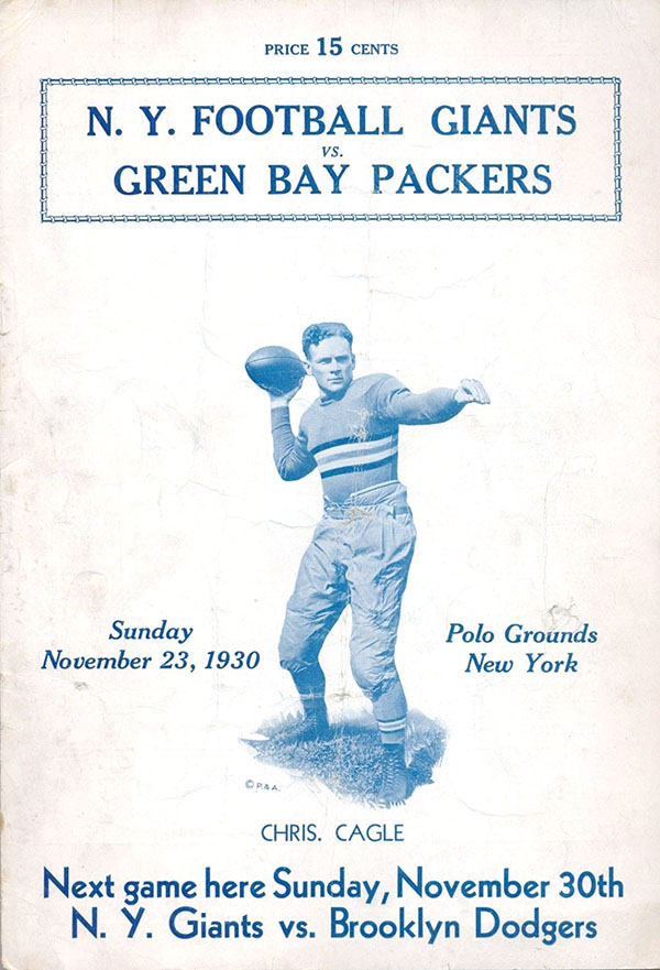 NFL Program: New York Giants vs. Green Bay Packers (November 23, 1930)