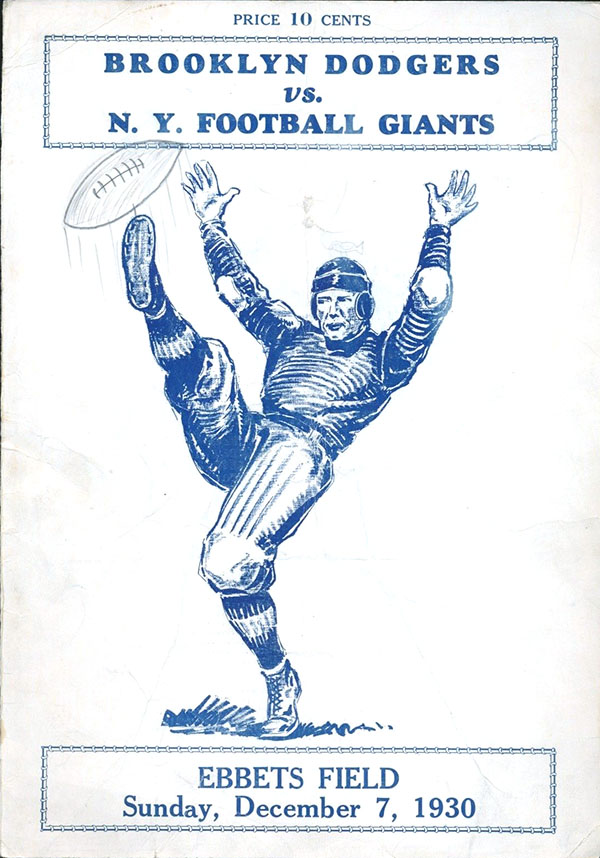 NFL Program: Brooklyn Dodgers vs. New York Giants (December 7, 1930)