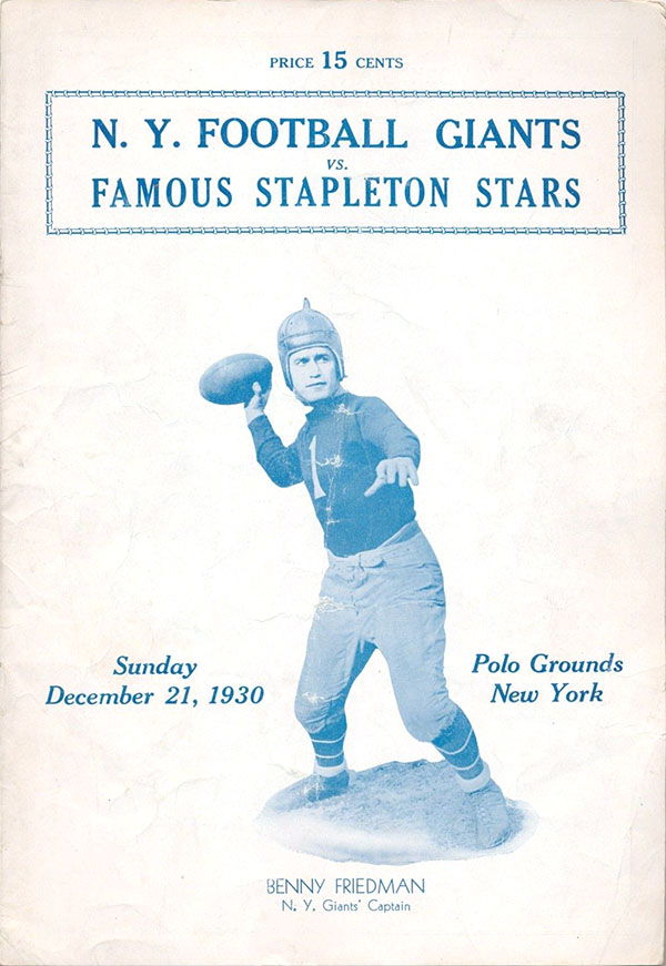 NFL Program: New York Giants vs. Staten Island Stapletons (December 21, 1930)