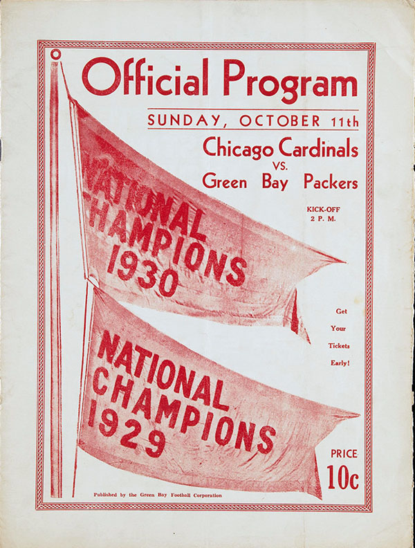 NFL Program: Green Bay Packers vs. Chicago Cardinals (October 11, 1931)