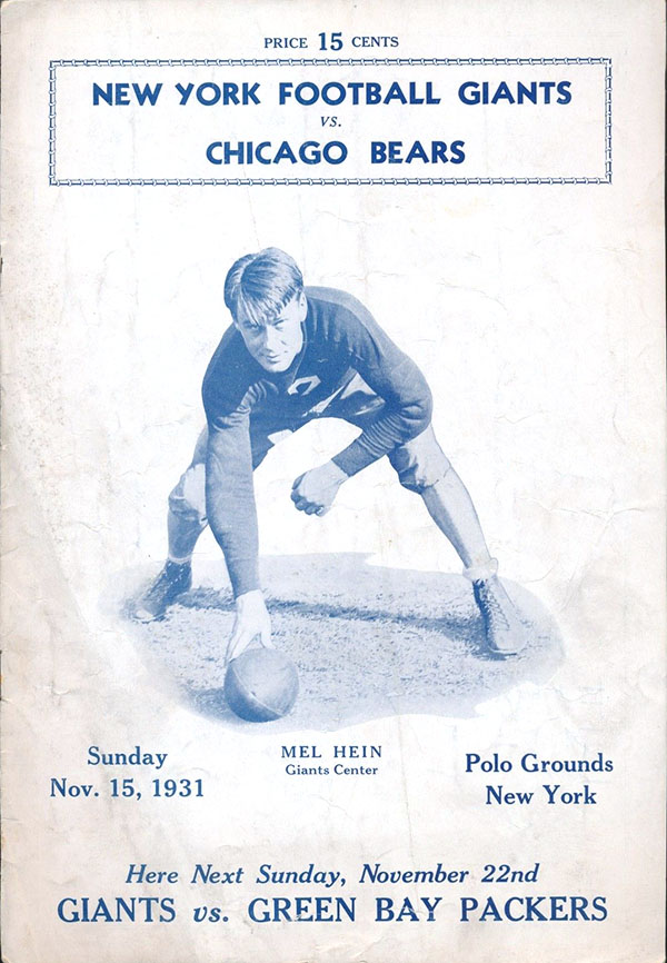 NFL Program: New York Giants vs. Chicago Bears (November 15, 1931)