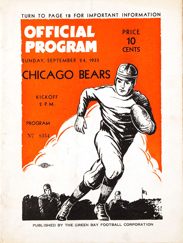 NFL Program: Green Bay Packers vs. Chicago Bears (September 24, 1933)