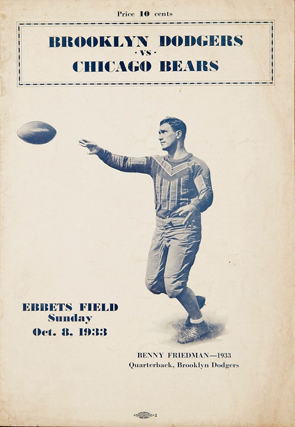 NFL Program: Brooklyn Dodgers vs. Chicago Bears (October 8, 1933)