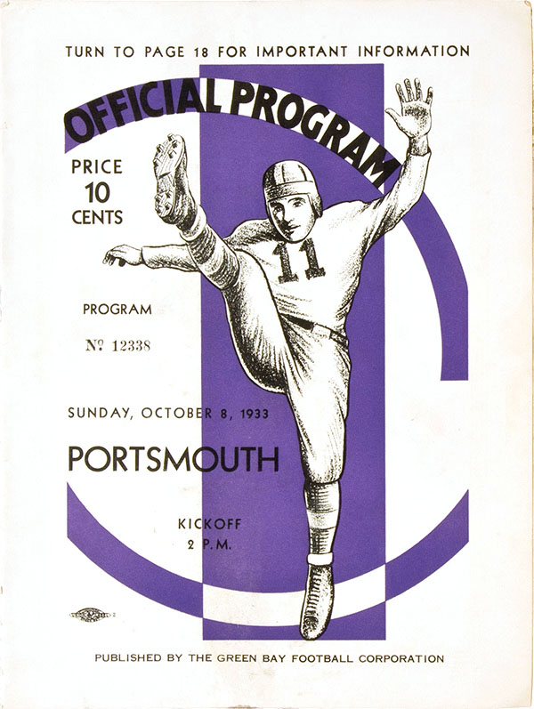 NFL Program: Green Bay Packers vs. Portsmouth Spartans (October 8, 1933)