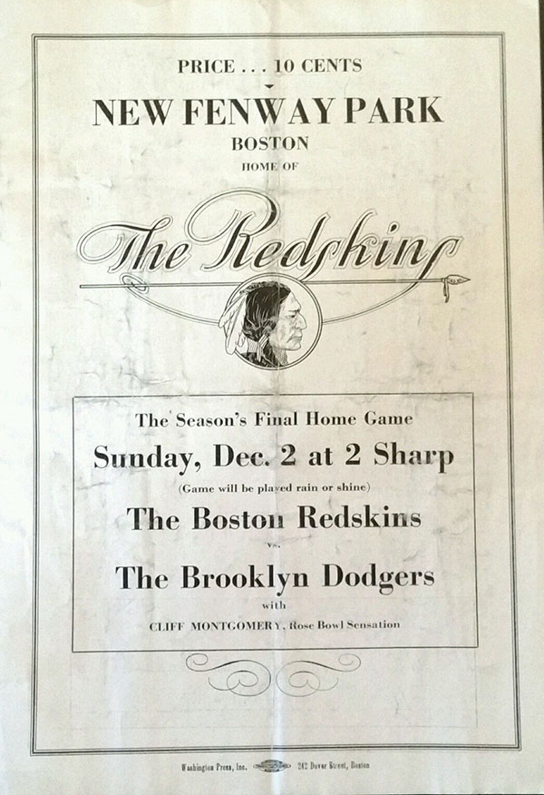 NFL Program: Boston Redskins vs. Brooklyn Dodgers (December 2, 1934)