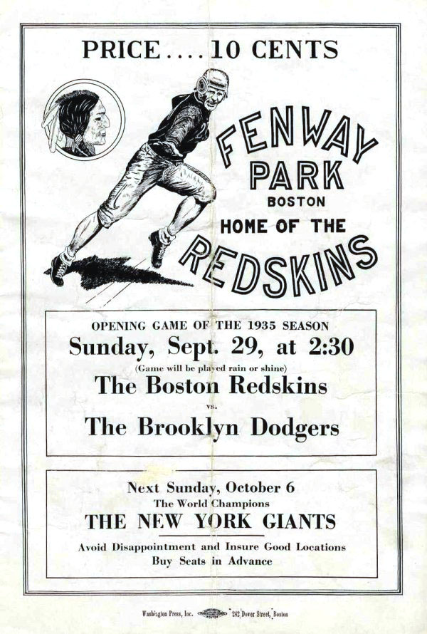 NFL Program: Boston Redskins vs. Brooklyn Dodgers (September 29, 1935)