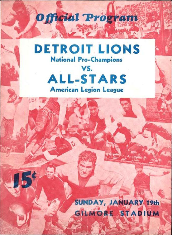 NFL Program: American Legion Football League All-Stars vs. Detroit Lions (January 19, 1936)