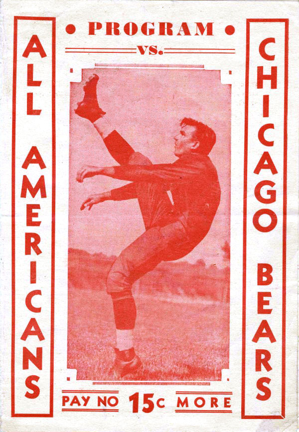 NFL Program: Chicago Bears vs. Pan-American All Americans (September 6, 1937)