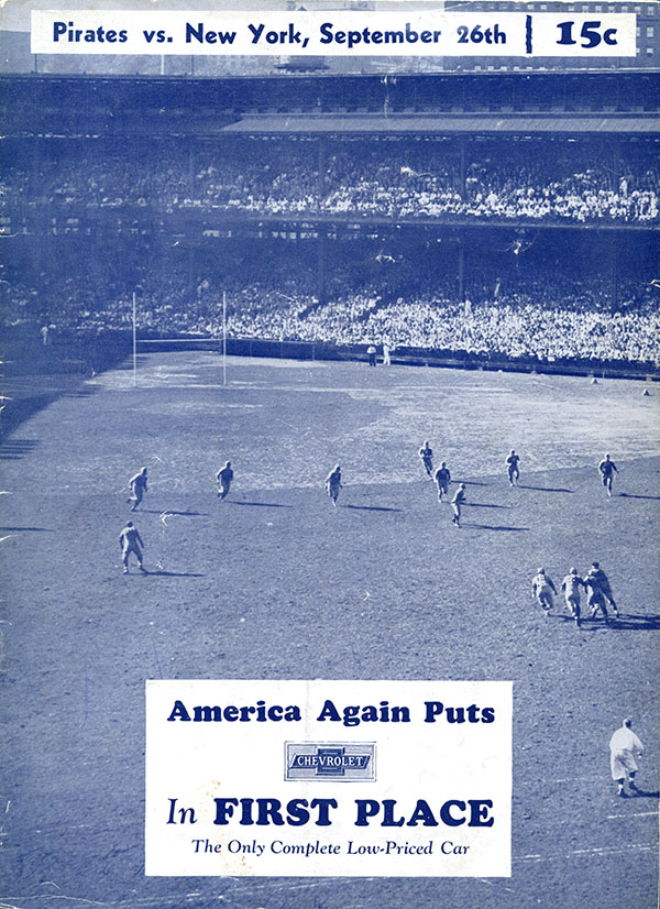 NFL Program: Pittsburgh Pirates vs. New York Giants (September 26, 1937)