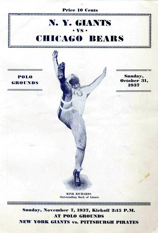 NFL Program: New York Giants vs. Chicago Bears (October 31, 1937)