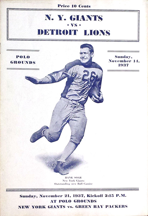 NFL Program: New York Giants vs. Detroit Lions (November 14, 1937)