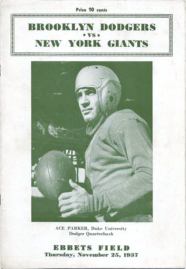 NFL Program: Brooklyn Dodgers vs. New York Giants (November 25, 1937)