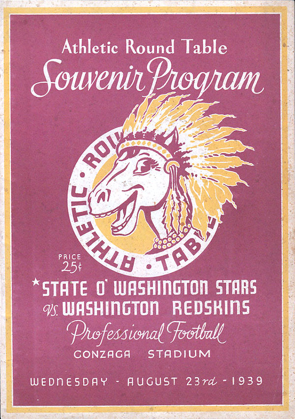 NFL Program: State o' Washington Stars vs. Washington Redskins (August 23, 1939)