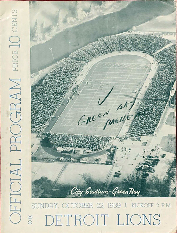 NFL Program: Green Bay Packers vs. Detroit Lions (October 22, 1939)