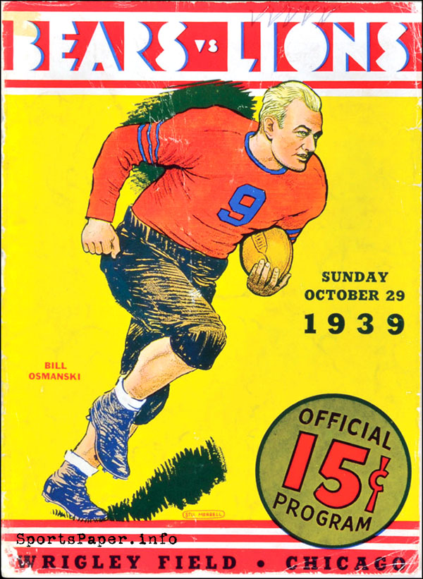 NFL Program: Chicago Bears vs. Detroit Lions (October 29, 1939)