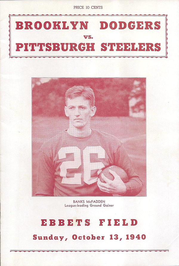 NFL Program: Brooklyn Dodgers vs. Pittsburgh Steelers (October 13, 1940)