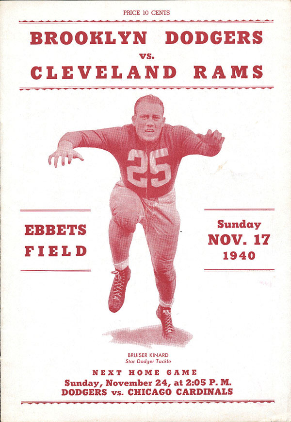 NFL Program: Brooklyn Dodgers vs. Cleveland Rams (November 17, 1940)