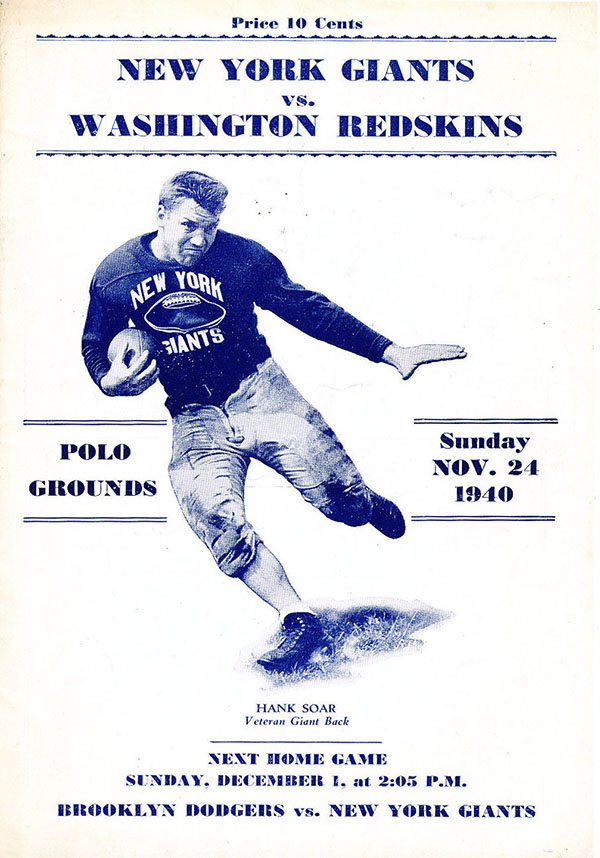 NFL Program: New York Giants vs. Washington Redskins (November 24, 1940)