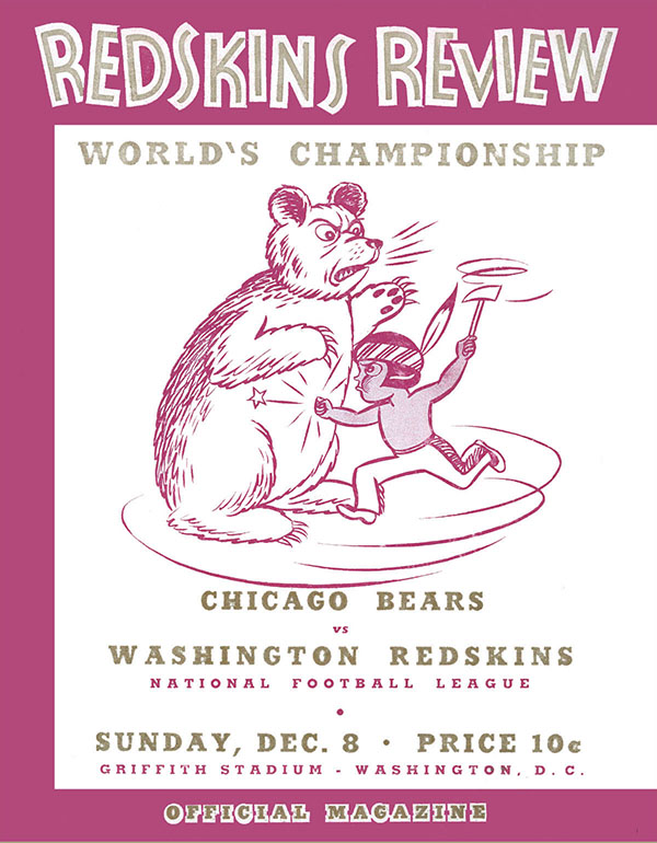 1940 NFL CHAMPIONSHIP GAME (Bear vs Redskins) Poster of Game Program, 8x10  Photo