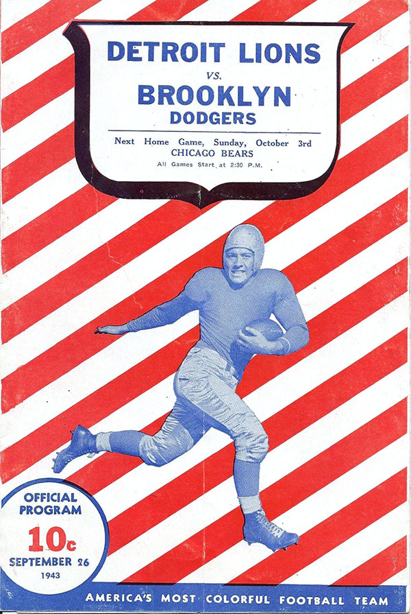 NFL Program: Detroit Lions vs. Brooklyn Dodgers (September 26, 1943)