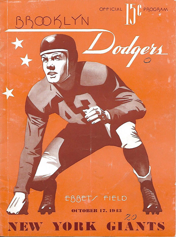 NFL Program: Brooklyn Dodgers vs. New York Giants (October 17, 1943)