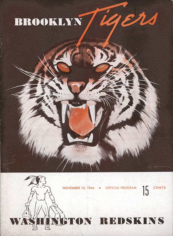 NFL Program: Brooklyn Tigers vs. Washington Redskins (November 12, 1944)