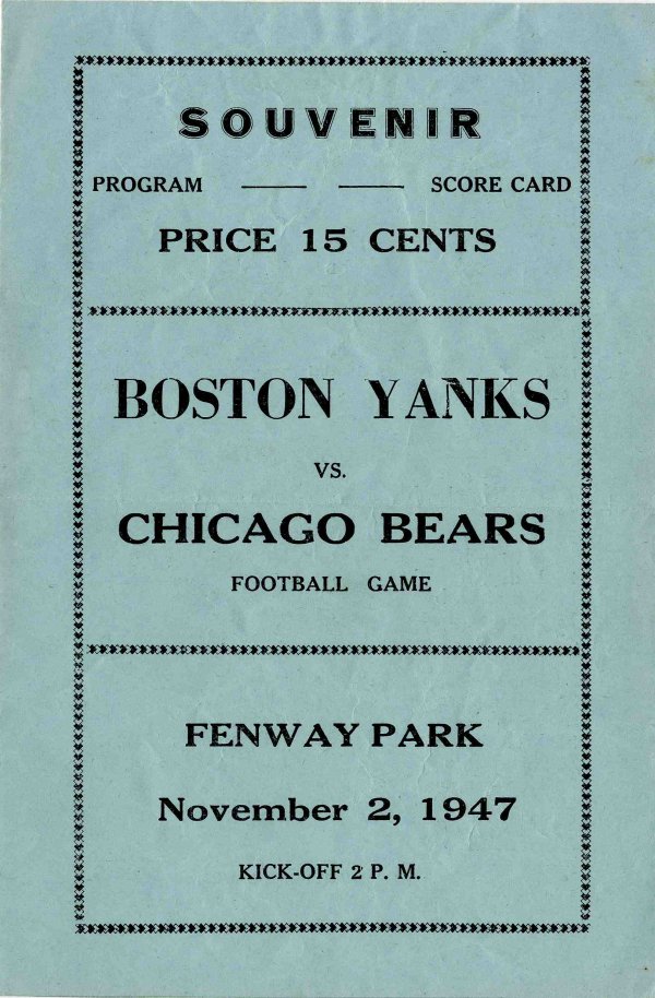 NFL Program: Boston Yanks vs. Chicago Bears (November 2, 1947)