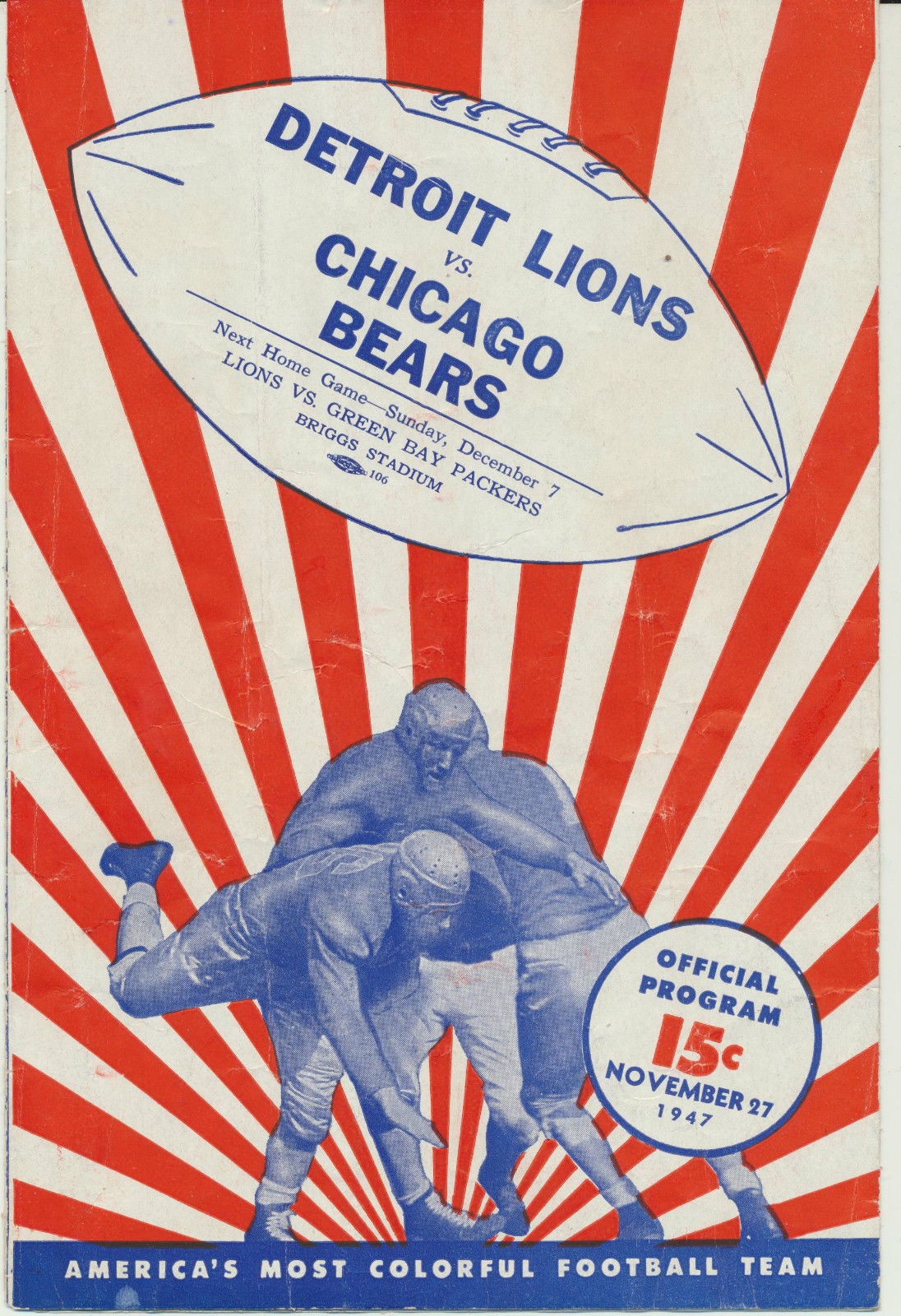 NFL Program: Detroit Lions vs. Chicago Bears (November 27, 1947)