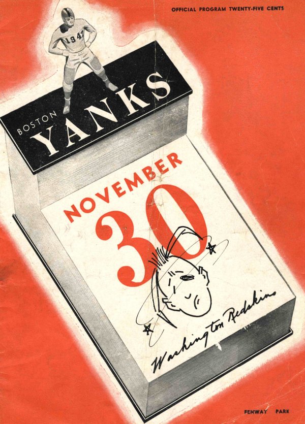 NFL Program: Boston Yanks vs. Washington Redskins (November 30, 1947)