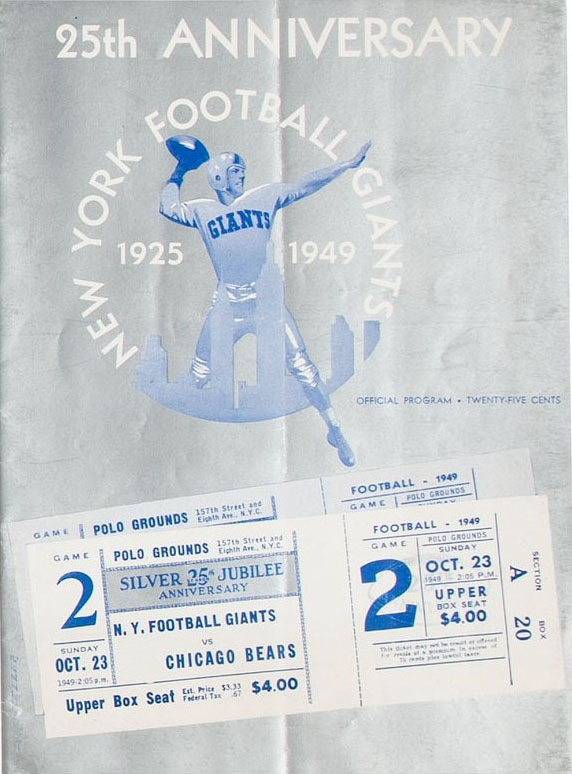 NFL Program: New York Giants vs. Chicago Bears (October 23, 1949)
