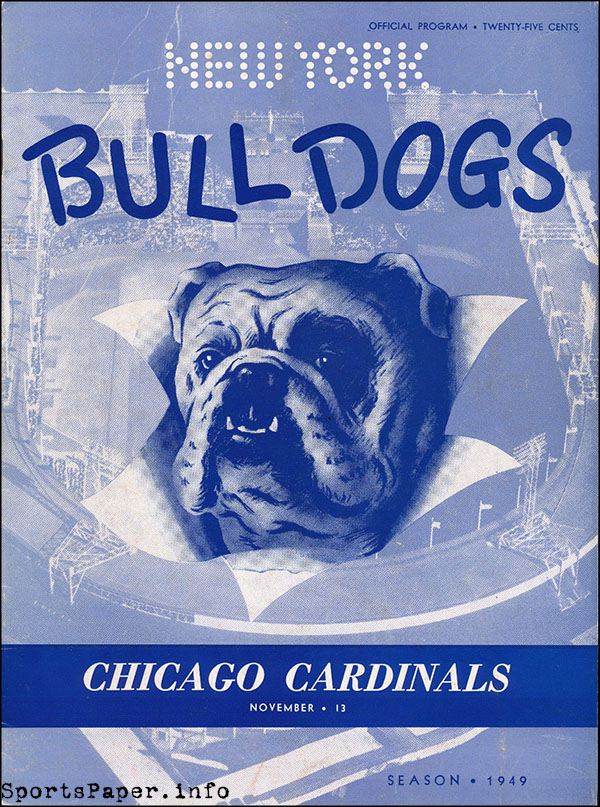 NFL Program: New York Bulldogs vs. Chicago Cardinals (November 13, 1949)