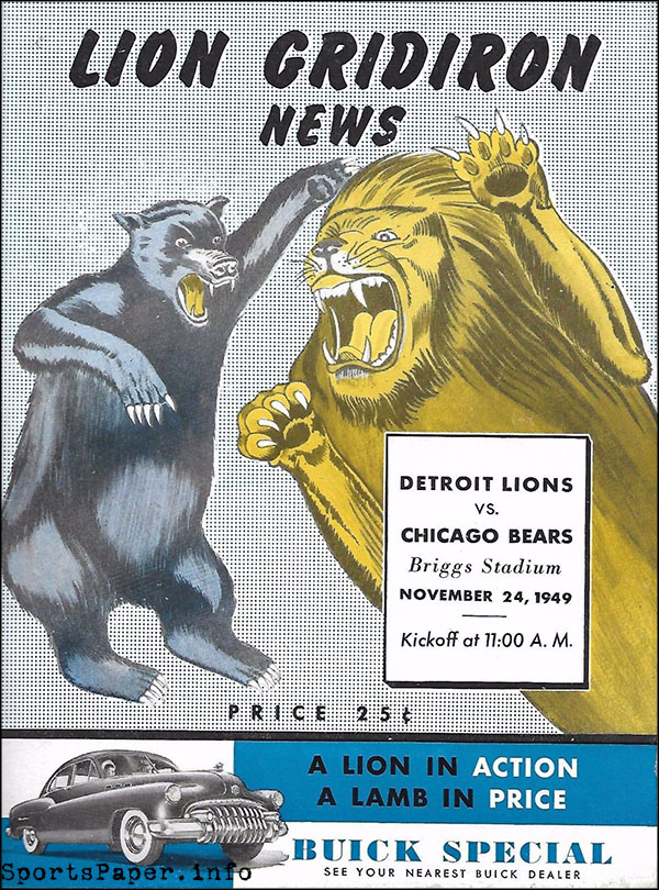 NFL Program: Detroit Lions vs. Chicago Bears (November 24, 1949)