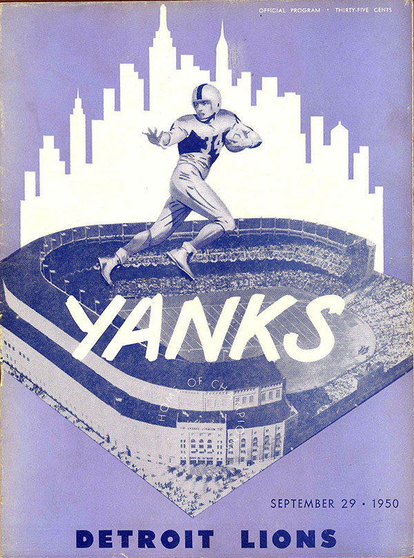 NFL Program: New York Yanks vs. Detroit Lions (September 29, 1950)