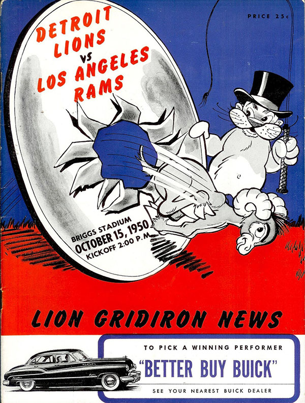 NFL Program: Detroit Lions vs. Los Angeles Rams (October 15, 1950)