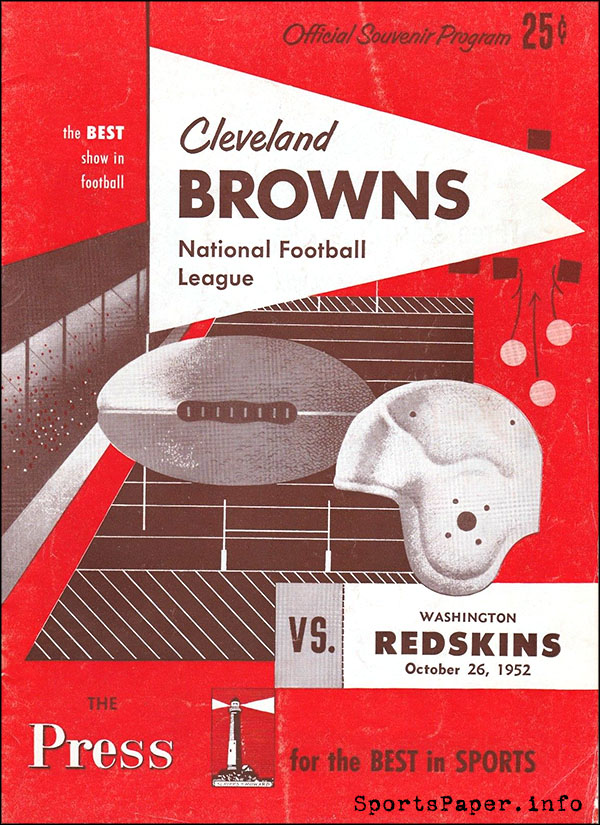 NFL Program: Cleveland Browns vs. Washington Redskins (October 26, 1952)