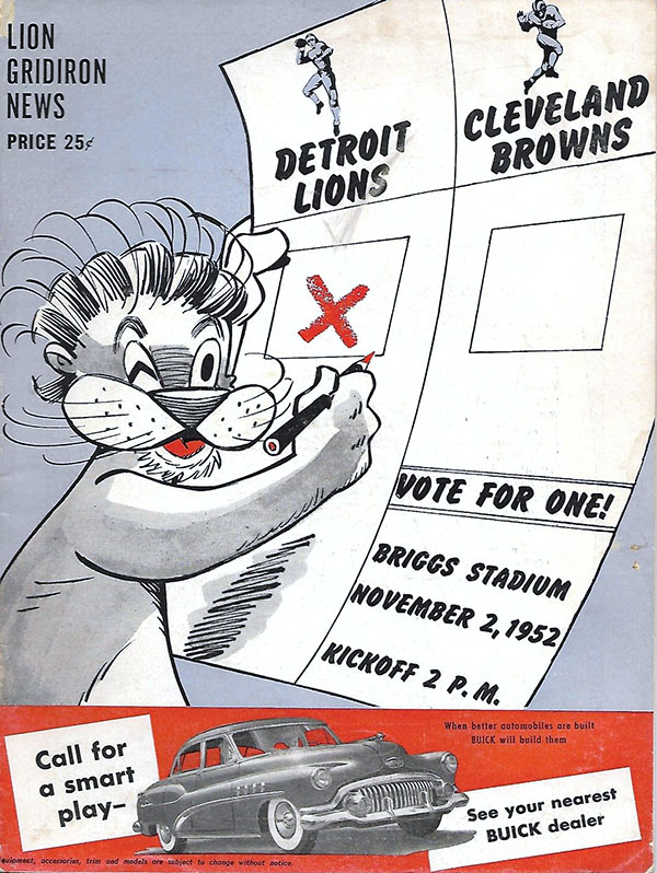 NFL Program: Detroit Lions vs. Cleveland Browns (November 2, 1952)