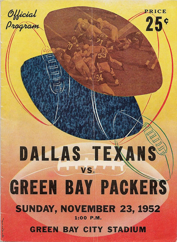 NFL Program: Green Bay Packers vs. Dallas Texans (November 23, 1952)