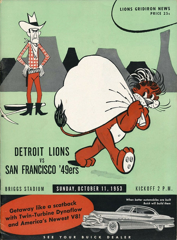 NFL Program: Detroit Lions vs. San Francisco 49ers (October 11, 1953)