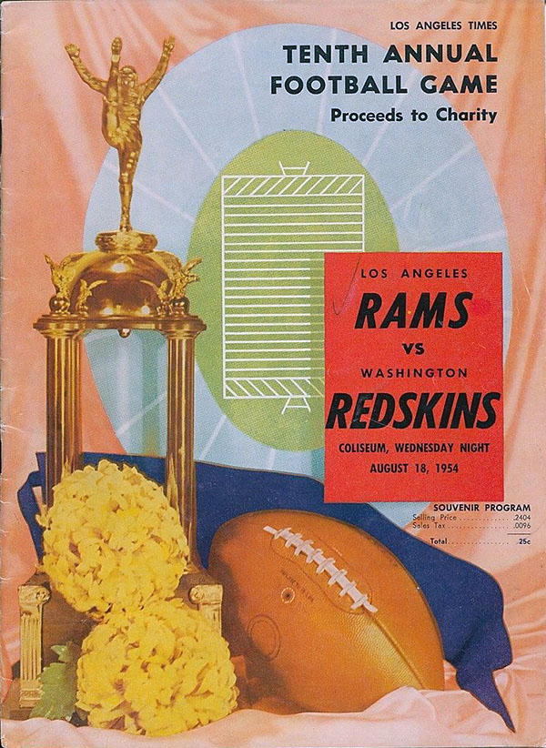 NFL Program: Los Angeles Rams vs. Washington Redskins (August 18, 1954)