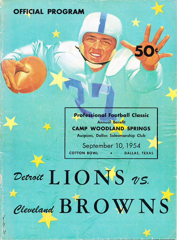 NFL Program: Detroit Lions vs. Cleveland Browns (September 10, 1954)