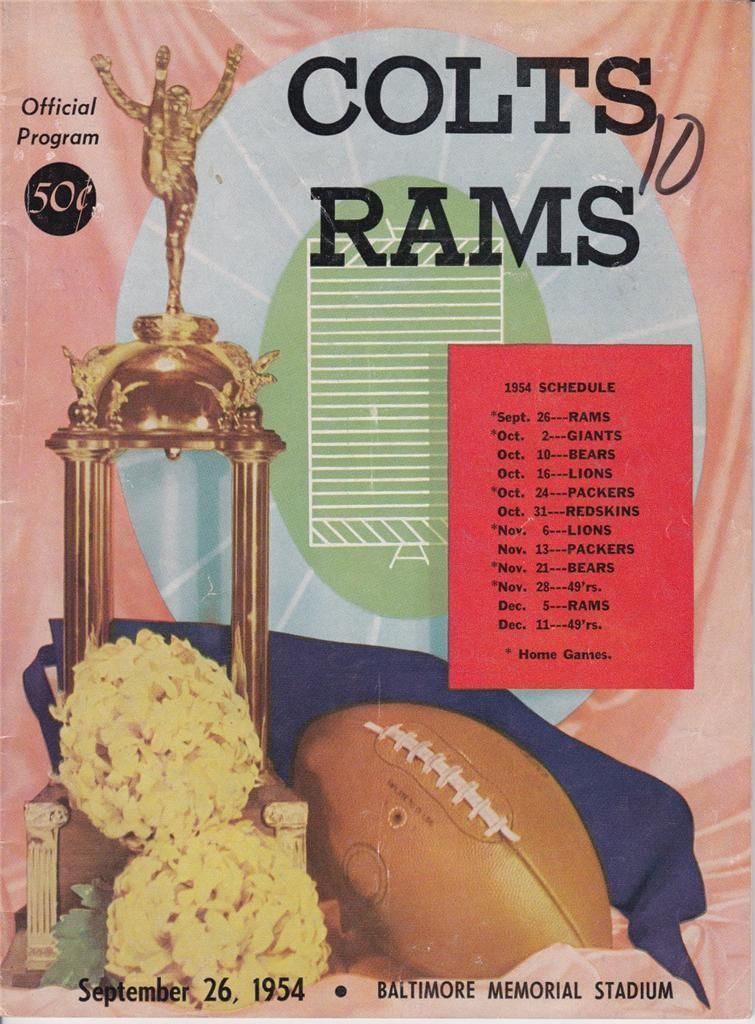 NFL Program: Baltimore Colts vs. Los Angeles Rams (September 26, 1954)