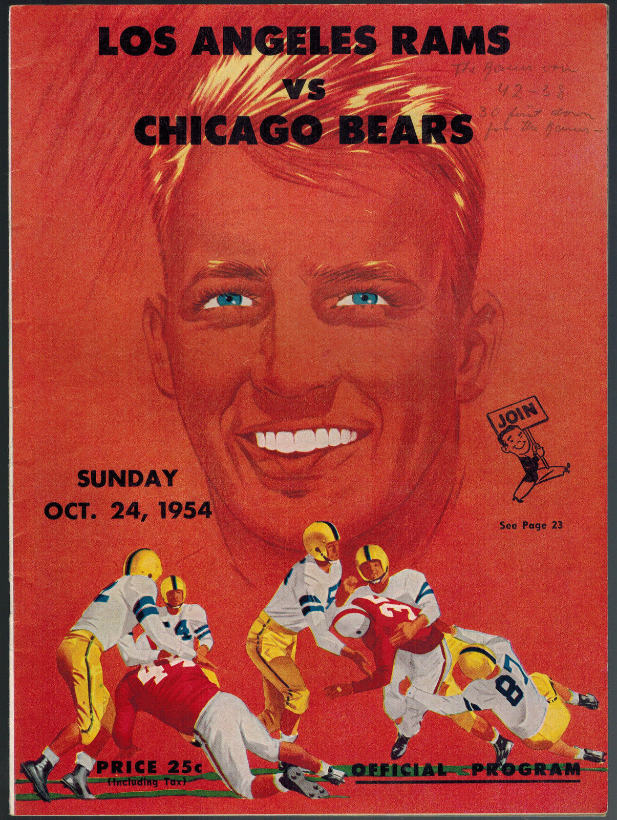 NFL Program: Los Angeles Rams vs. Chicago Bears (October 24, 1954)