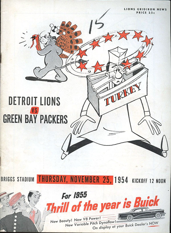 NFL Program: Detroit Lions vs. Green Bay Packers (November 25, 1954)