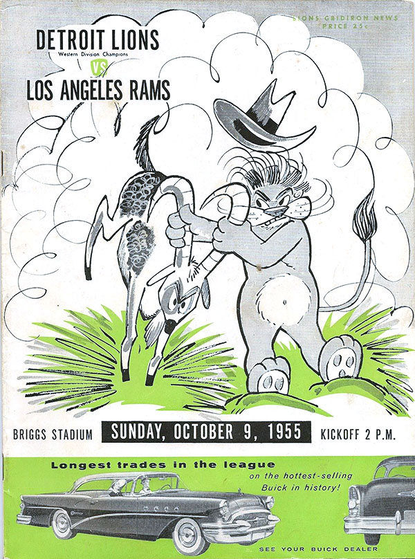 NFL Program: Detroit Lions vs. Los Angeles Rams (October 9, 1955)