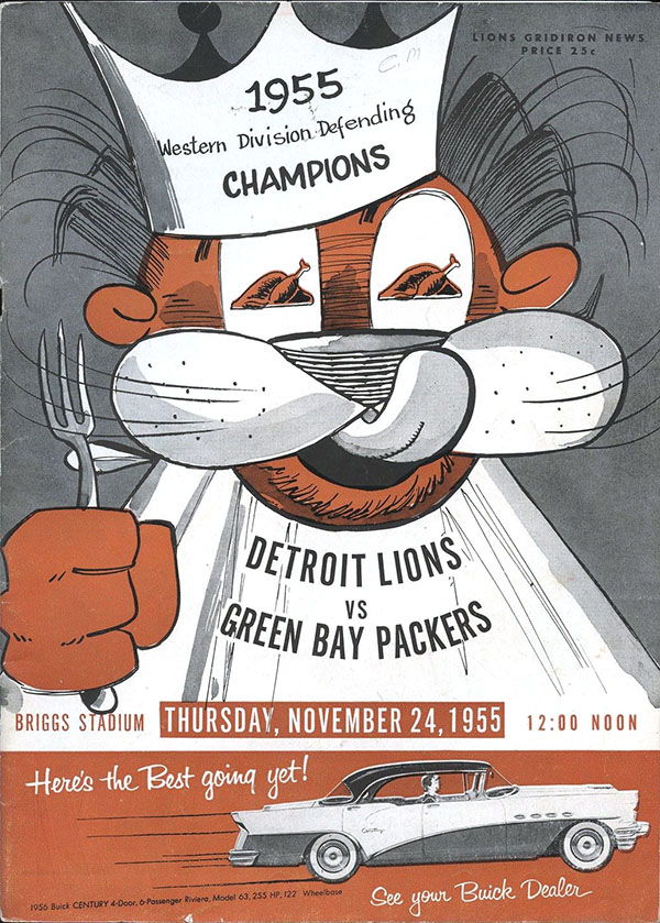 NFL Program: Detroit Lions vs. Green Bay Packers (November 24, 1955)