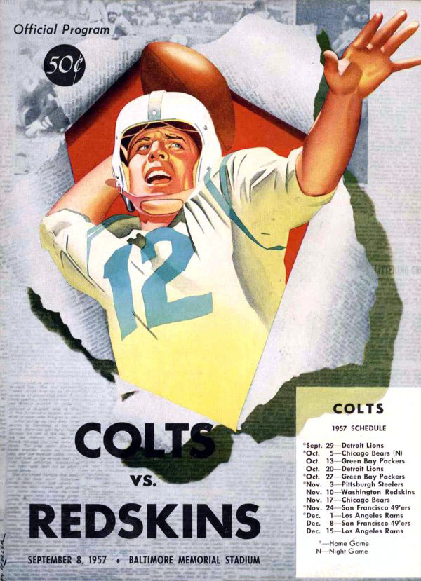 NFL Program: Baltimore Colts vs. Washington Redskins (September 8, 1957)