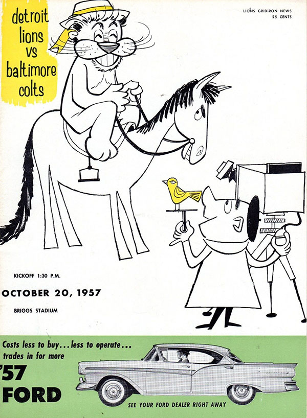 NFL Program: Detroit Lions vs. Baltimore Colts (October 20, 1957)