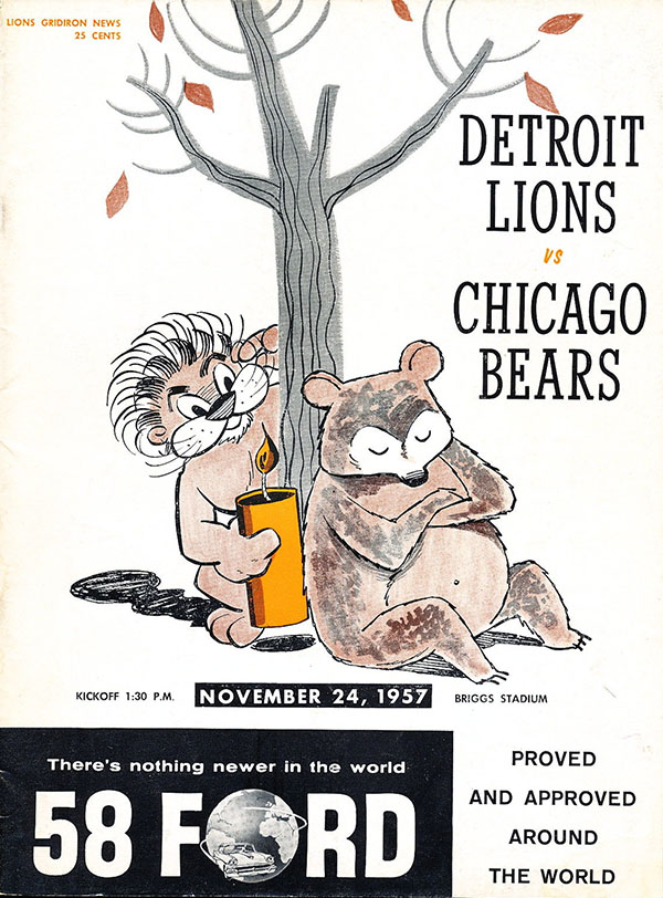 NFL Program: Detroit Lions vs. Chicago Bears (November 24, 1957)